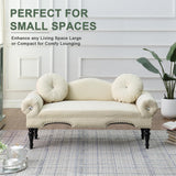 Vanress 54'' Loveseat Sofa,Small Couch for Living Room,Mid Century Modern Velvet Love Seats Sofa Settee with 2 Pillows and Solid Wood Legs,Upholstered 2-Seater Couch for Small Space,Bedroom,Beige Vanress