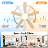 Roomratv Ceiling Fans with Lights,52 inch Smart Ceiling Fans with Dimmable LED Light Compatible with Google Assistant Alexa App Control(White) Roomratv