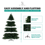 Cynthia 7.5ft Prelit Aritificial Christmas Tree with 3661 Branch Tips, 800 Warm Lights and Metal Stand, 60" Wide Realistic Rustic Christmas Tree with Lights by Naomi Home Naomi Home