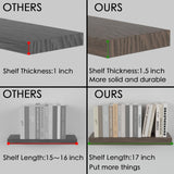 PopiShelves Floating Shelves for Wall- 17 Inch Natural Wood Shelves for Bathroom, Bedroom, Kitchen Decor, Farmhouse Decor Set of 2, Rustic Brown PopiShelves