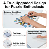 WELGEE Rotating Puzzle Board with Drawers 1000 Pieces,Upgraded Lazy Susan Spinning Jigsaw Puzzle Organizer Table (31"x 23") with Puzzle Mat, Premium ABS Plastic, Ideal Gift WELGEE