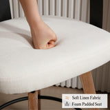 DUOMAY Swivel Bar Stools Set of 2-26" Counter Height Bar Stool with Footrest - Modern Wood Barstools with Linen Upholstered Seat - 360-Degree Swivel Stool for Kitchen Island Home Bar - White DUOMAY