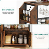 YITAHOME Mobile Kitchen Island Cart with Power Outlet, 33 Inch Rolling Kitchen Cart with Storage, Small Serving Utility Carts on Wheels with Open Shelves for Kitchen, Dining Room, Rustic Brown YITAHOME