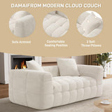 DAMAIFROM 66.5" Chenille Cloud Sofa Couch with 2 Soft Pillows, Comfy Upholstered Chenille 2 Seater LoveSeat Sofa, Modern Deep Seat Sherpa Cloud Couch, Oversized Love Seat for Living Room, Beige White DAMAIFROM