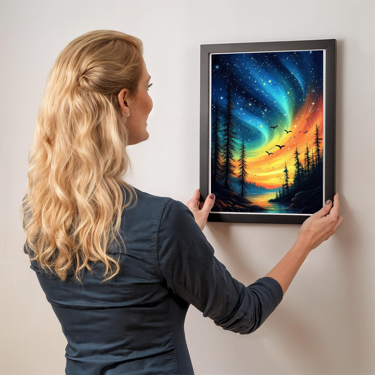 NEWENMO Tree Star Diamond Art Kits for Adults, 5D River Diamond Painting Kit, DIY Full Drill Gem Art Crafts for Adults, Home Wall Decor 12x16 Inch NEWENMO