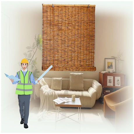 Roll Up Bamboo Shade for Windows, Blackout Bamboo Roller Blind with Lift, Cordless Roman Window Curtains for Hotel Privacy Protection, 24" 28" 30" 32" 36" 40" 42" 46" 48" 51" 53" 54" 60" 72" Wide (Co ZXBMYLV