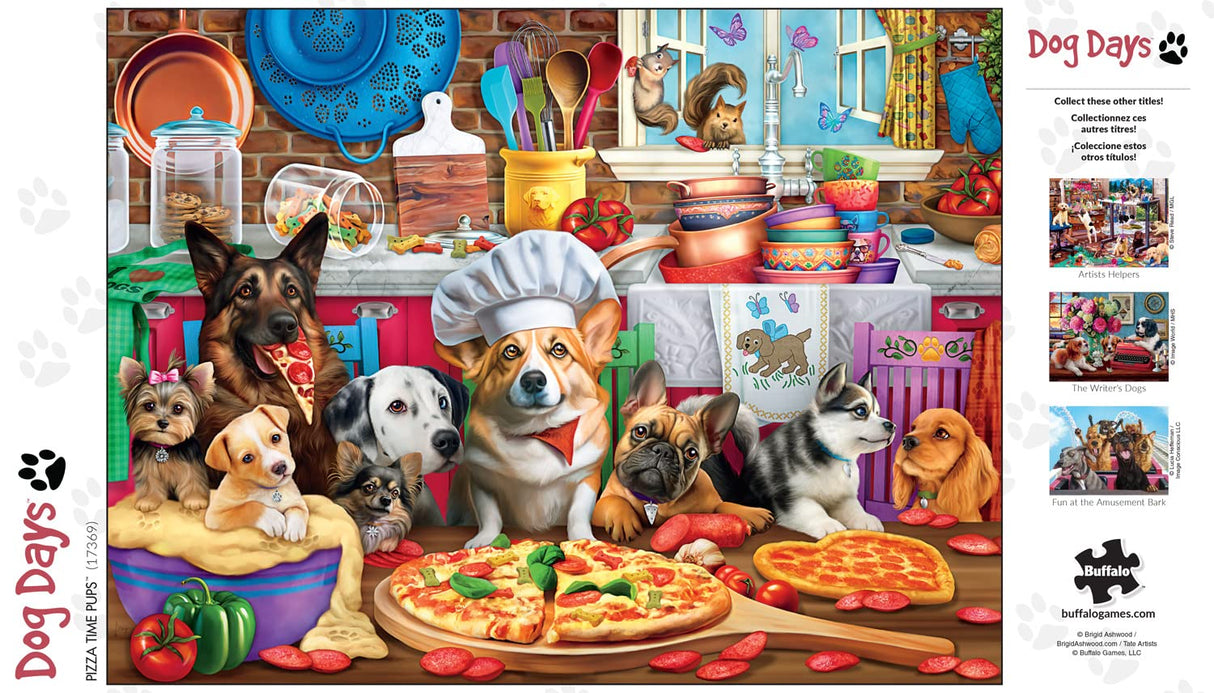 Buffalo Games - Brigid Ashwood - Pizza Time Pups - 750 Piece Jigsaw Puzzle For Adults -Challenging Puzzle Perfect for Game Nights - Finished Size is 24.00 x 18.00 Buffalo Games
