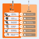 Anybear Immersion Blender, 1100W 2-in-1 Hand Held Blender with Full Copper Motor & Stainless Steel Body, 15 Speed & Turbo Mode Hand Mixer, Blade with Anti-scratch Coating anybear