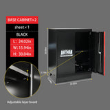 S.Walt Garage Storage Cabinets System, 6-Pcs Workshop Cabinet Set in Black and Red, Included Steel Cabinets, LED Lights, Wood Panel, Key Locking, Adjustable Door Panels and Legs, Black & Red S.Walt