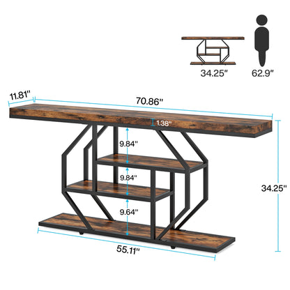 Tribesigns 70.9 inch Extra Long Console Table, Rustic Sofa Table Behind Couch with Storage, Entryway Table Accent Table for Living Room, Entrance, Hallway, Foyer - WoodArtSupply