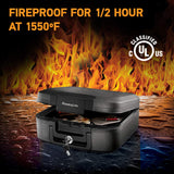 SentrySafe Charcoal Gray Fireproof and Waterproof Safe Box with Key Lock, Portable Chest for Money, Passport, 0.28 Cubic Feet, 6.6 x 15.4 x 14.3 Inches, CHW20221 SentrySafe