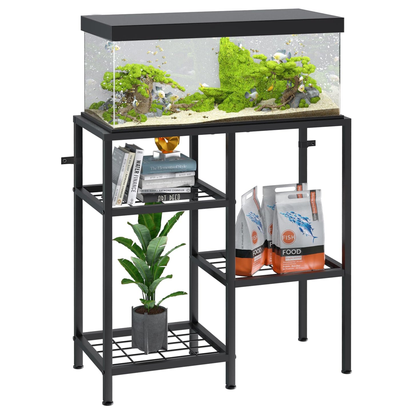 YBING Fish Tank Stand 20 Gallon Aquarium Stand Aquarium Turtle Tank Reptile Tank Stand with 3-Tier Small Metal Shelf - WoodArtSupply