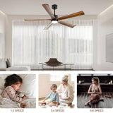 heimo 60 Inch Ceiling Fans with Lights and Remote, Wood Indoor Outdoor Ceiling Fan with Light for Patios Living Room Bedroom 5 Blades DC Motor Mid Century Modern Wooden Fan (Walnut) heimo
