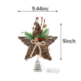 9-Inch Rattan Natural Star Christmas Tree Topper,Rustic Farmhouse Xmas Treetop for Indoor Christmas Tree Decorations Holiday Seasonal Decor Sattiyrch