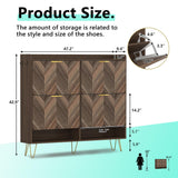 Vibe & Dine 4 Flip Drawer Shoe Cabinet, Mid Century Modern Shoe Organizer with Bottom Cubby, Hidden Shoe Cabinet with 2 Hooks, Freestanding Narrow Slim Shoe Rack Cabinet for Entryway, Foyer, Hallway Vibe & Dine