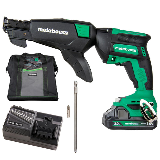 Metabo HPT Cordless 18V MultiVolt™ Drywall Screw Gun Kit | Includes Collated Screw Magazine Attachment | Includes 1-18V 2.0 Ah Battery | Lifetime Tool Warranty | W18DAQB - WoodArtSupply