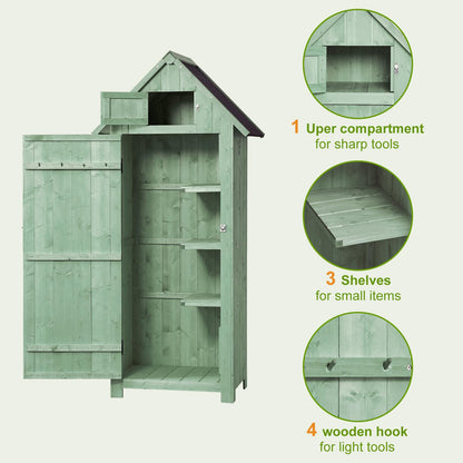 GAOMON Outdoor Wooden Storage Shed, Garden Wood Tool Cabinet, Solid Sheds & Outdoor Storage Clearance, Waterproof Sheds with Shelf and Locking Latch for Backyard, Hallway, Patio (Green) - WoodArtSupply