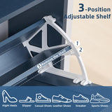 Joaxswe Shoe Storage Cabinet with 2 Flip Drawers, Farmhouse Shoe Organizer for Entryways, Narrow Hidden Rack & Open Storage, Free Standing Closet for Foyers, Hallways, Navy Blue Joaxswe