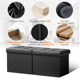 AmasSmile Footrest Ottoman Bench with Storage,34Inch Black Leather Footstool, Coffee Table, Padded Seat, Storage Chest,Blanket Store with Flipping Lid for Livingroom and Bedroom AmasSmile