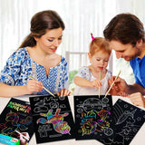 JUNQIU Scratch Art for Kids, Rainbow Scratch Paper Art Set - Unicorn, Arts and Crafts for Girls Boys Ages 4-8, Kid Activity & Christmas Crafts, Stocking Stuffers for Kids JUNQIU US