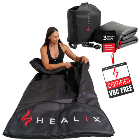 Healix Infrared Sauna Blanket – VOC-Free Portable Home Sauna for Detox & Relaxation, Zero EMF Far Infrared Sauna Blanket with Adjustable Temp (77–176°F), Carbon Fiber Heating & Hook-and-Loop Closure Healix