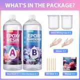 PNENTE 64OZ Epoxy Resin - Crystal Clear, No Yellowing, No Bubble, Self-Leveling Coating & Casting Resin (32OZ x 2) - Perfect for Table Tops, Molds, DIY Projects, 1:1 Mixing Ratio Pnente