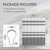 AmazerBath Shower Curtain, Washable Cloth Black Shower Curtain Sets with 12 Shower Curtain Hooks, Fabric Rustic Black and White Striped Shower Curtain, Farmhouse Bathroom Shower Curtain, 72x72 Inches AmazerBath