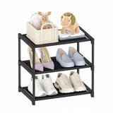 Autonomier 3 Tier Small Shoe Rack, Narrow Stackable Kids Toddler Adult Shoe Storage Organizer Shelf for Closet Floor Front Door Entrance Entryway, Free Standing Shoe Rack Organization Shelves Autonomier