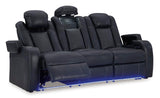 Signature Design by Ashley Fyne-Dyme Contemporary Power Reclining Sofa with USB Charging Ports and Adjustable Headrest, Blue Signature Design by Ashley