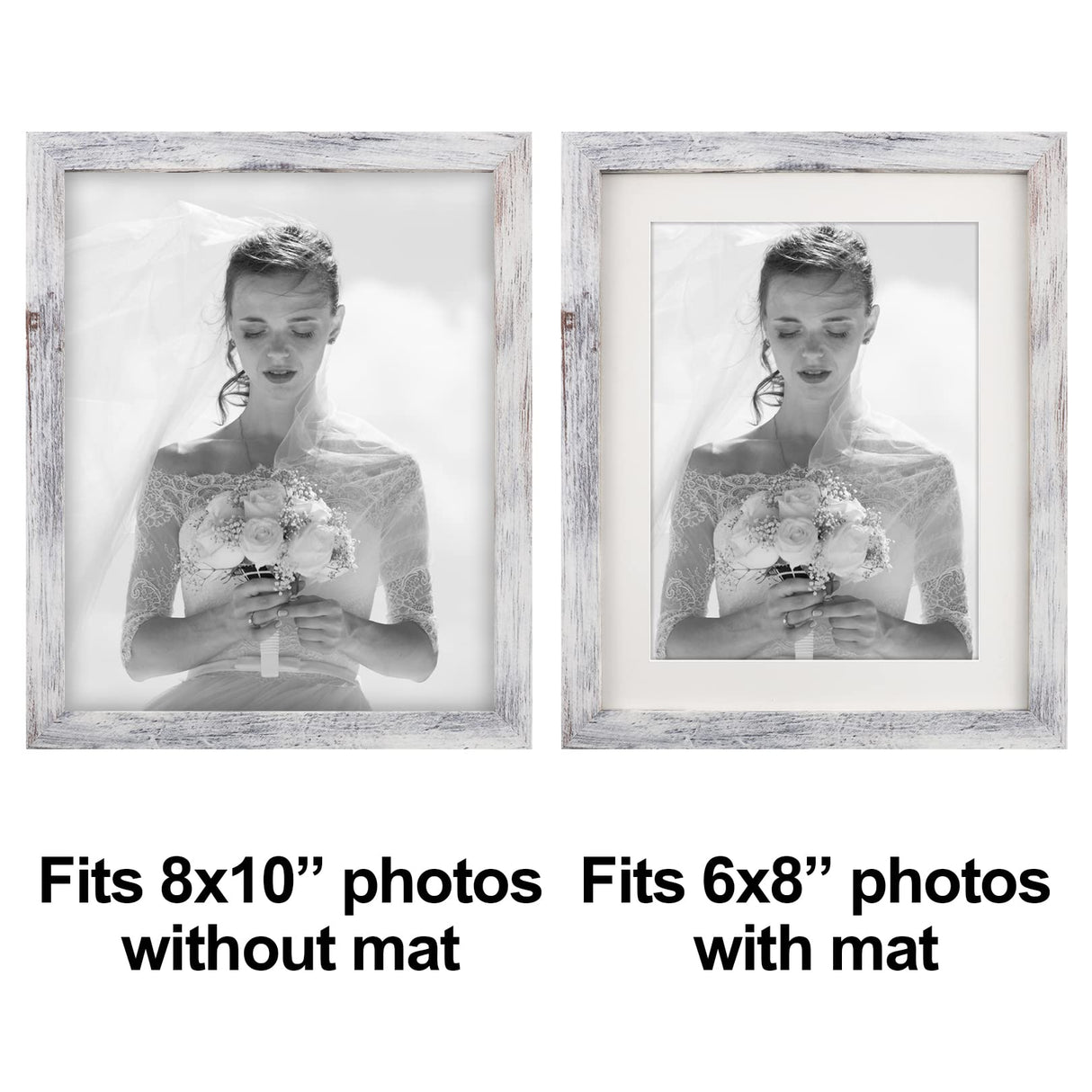 TOFOREVO Picture Frames 8x10 Set of 2 Distressed White Wood Grain Photo Frame for Gallery Wall Mounting or Tabletop Display TOFOREVO