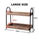 BDBDYEAY Bathroom Countertop Organizer, 2 Tier Vanity Organizer and Storage for Cosmetic Skincare Perfume, Wood Bead Storage Shelf for Bathroom Kitchen Coffee Station BDBDYEAY