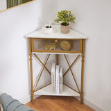 VECELO Corner Table/Cabinet with Flip Door and Storage Shelves, Free-Standing Organizer for Compact Space in Living Room/Study/Lobby/Bedroom,Industrial VECELO