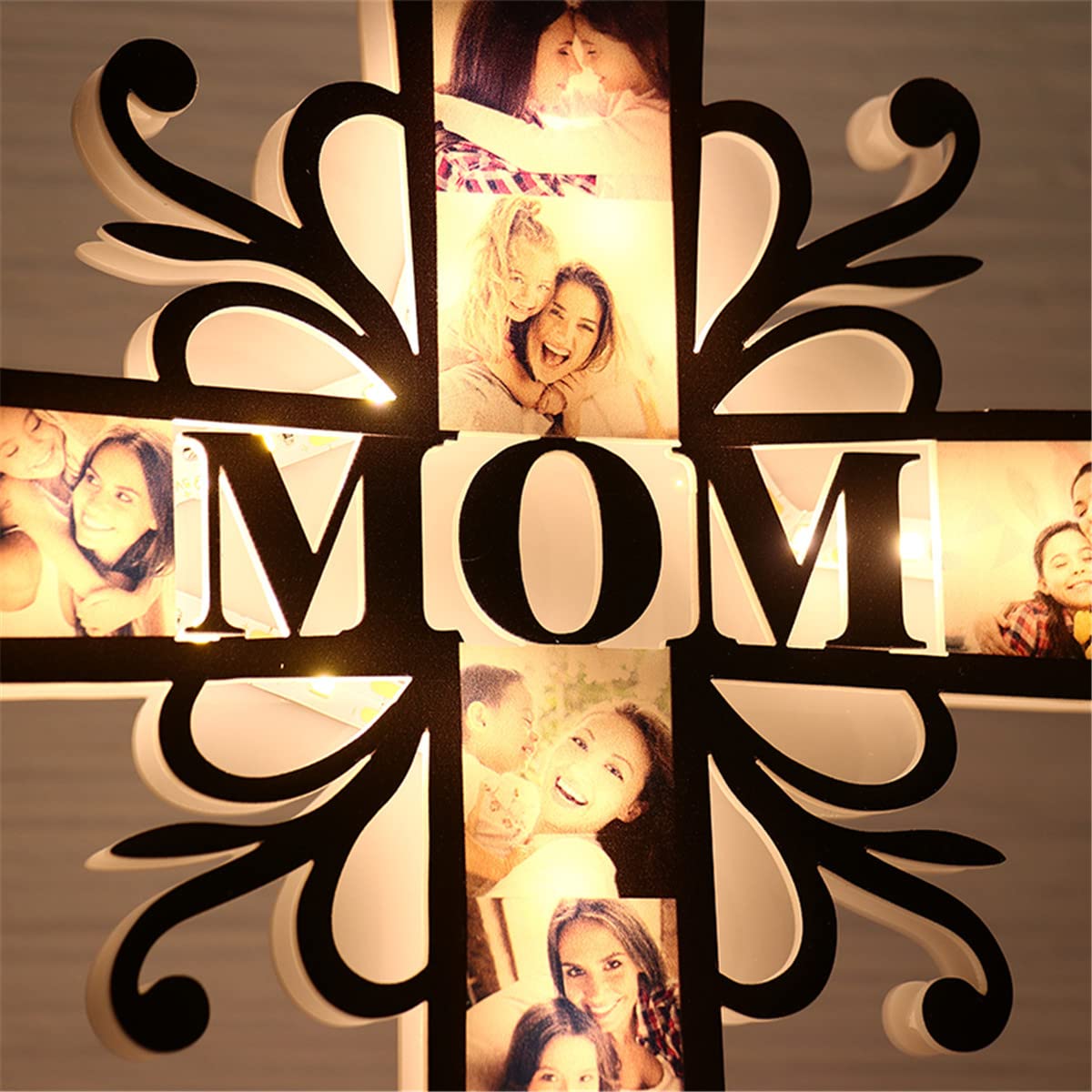 Custom Photo led Light up Cross Decoration, Personalized Acrylic Picture Night Lights Gifts for Dad Mom from Daughter Son Mother Day Father Day Mom Dad Gifts for Men Wife Husband Women CDON