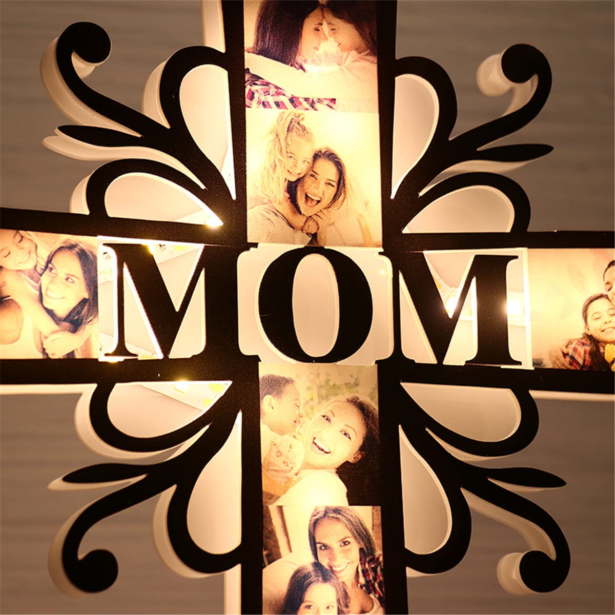 Custom Photo led Light up Cross Decoration, Personalized Acrylic Picture Night Lights Gifts for Dad Mom from Daughter Son Mother Day Father Day Mom Dad Gifts for Men Wife Husband Women - WoodArtSupply