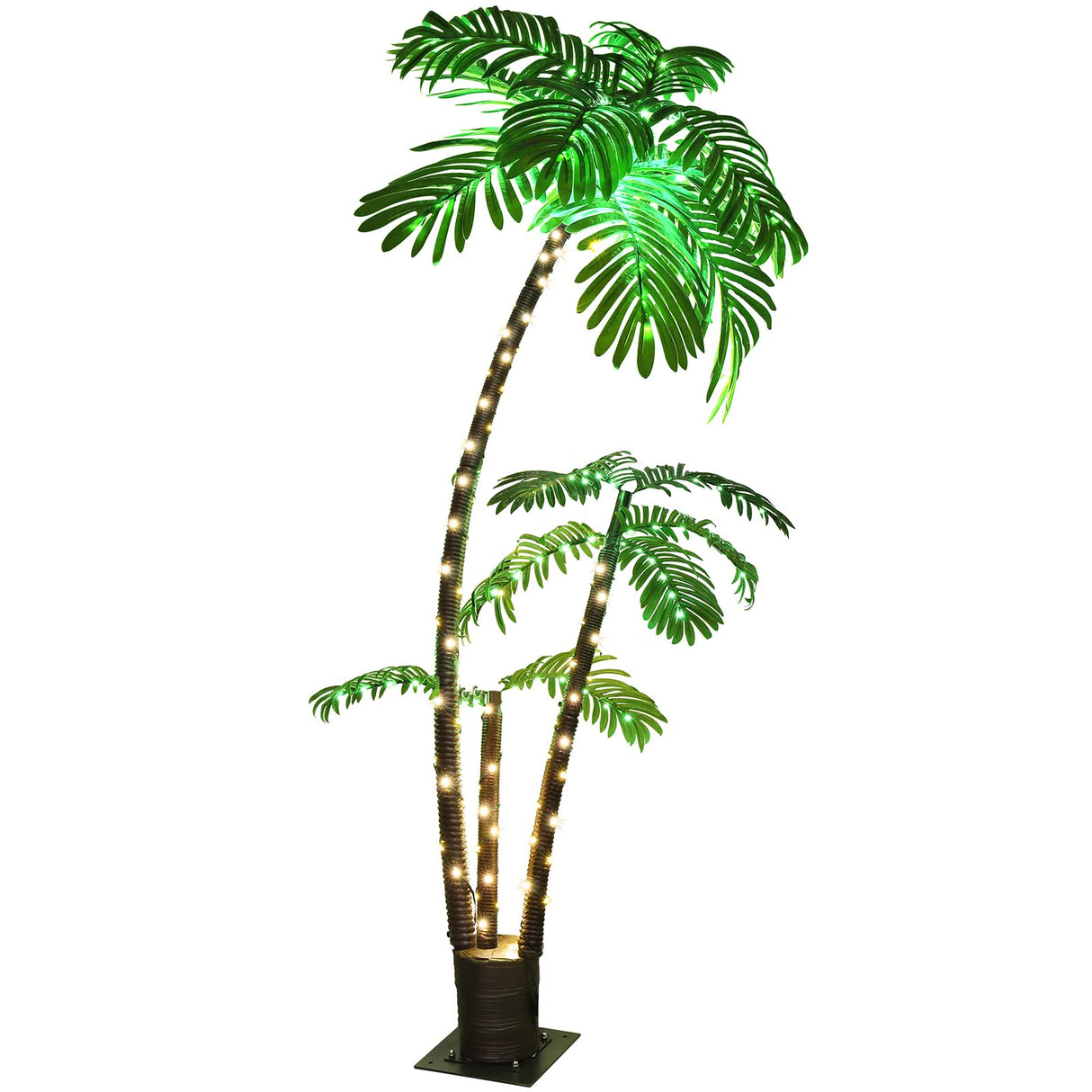 OUSHENG Lighted Palm Tree 6' 3.3' 2' Bar Outdoor Christmas Decorations Decor, Light Up LED Artificial Fake Faux Trees Lights for Outside Patio Yard Pool Porch Deck Party Tropical OUSHENG