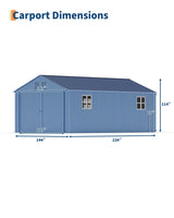 GarveeLife 12x20 FT Metal Carport, Enclosed Car Port with Reinforced Frame and Steel Roof for All-Weather Use, Metal Garage Shed for Full-Sized Pickup Trucks GarveeLife
