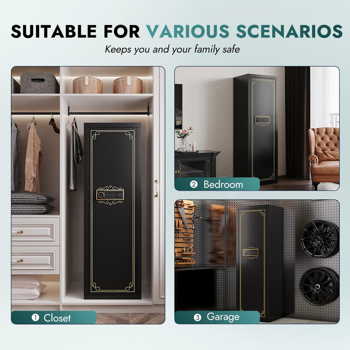 Karini Gun Safe 10-15 Biometric Gun Safe for Rifles Rifles and Pistols Fingerprint Gun Cabinet Gun Safes for Rifles with Optics Pistol & Firearm Storage | Includes Removable Shelf Karini