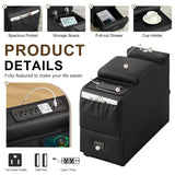 DRMBOOK Power Recliner Chair, Electric Wall Hugger Reclining Sofa with Massage & Heat, Modern Theater Seating with LED/USB Port/Cup Holders for Living Room (Leather Black, 1 Chair with Console) DRMBOOK