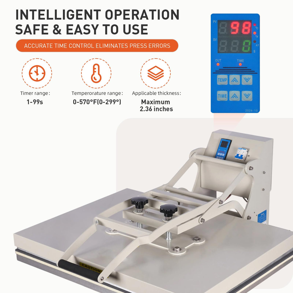 24x32 Inch Heat Press, 110V 4500W No Plug High Pressure Heat Press Machine for Business, Large Professional Digital Control Heat Transfer Machine for Sublimation TransferMuse