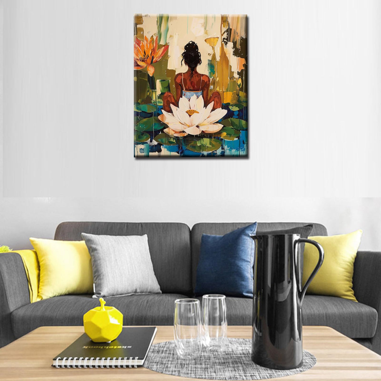 Yoga Women/Lady Paint by Number Kits for Kids and Adults Beginner Africa Black Women in Garden Acrylic Digital Pitures Tropical Lotus Flowers Paintwork Nordics Home Decor Boho Gift(16''W x 20''H) Tucocoo