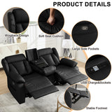 WISHDEER Loveseat Recliner Sofa, RV Recliner Couch, Manual Reclining Loveseat with Console for Living Room, Home Theater Seating with AC/USB C/USB and Drawer (Black, Loveseat with Console) WISHDEER
