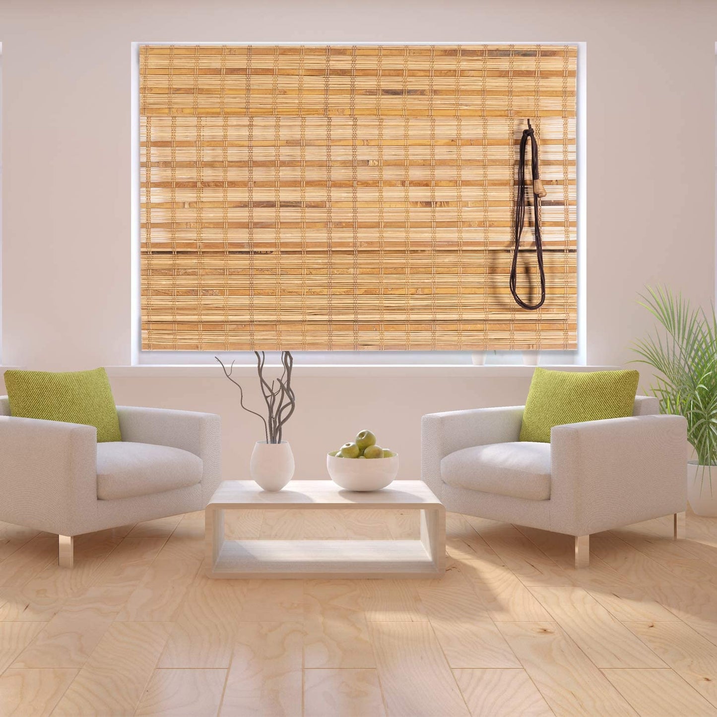 N / A Bamboo Roman Window Blinds Sun Shades, Dark Brown,48W x 72H, Light Filtering Roller Shades,Any Size 24-72 Wide and 72 High