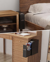 MAEZOE Gun Safe Biometric Pistol Safe with Quick Access Sliding Door, Mounted Nightstand Fireproof Handgun Safe & Gun Lock Box for Truck, Desk, Bedside, Wall with Fingerprint, PIN Code, KEY Access MAEZOE