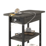 LIDYUK End Table with Charging Station, Flip Top Side Table with USB Ports and Outlets, Nightstand for Small Spaces, Bedside Tables with Storage Shelf for Living Room, Bedroom, Dark Grey LIDYUK