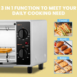 COMFEE' Mini 2-Slice Toaster Oven, Countertop toaster oven, 2-Knobs Easy to Control with Timer for Bake, Broil, Toast, 1000W, Black/White (CO-B08AA(BK)) COMFEE'