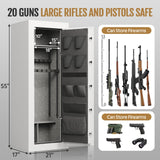 KAER 20 Gun Safe Fireproof - Biometric Gun Safe for Rifles and Pistols Fire Proof, Long Rifle Safe Large Gun Cabinet for Shotguns with Digital Keypad, Removable Gun Racks, Pistol Pockets KAER