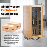 Efficraft Infrared Sauna Indoor, 1 Person Hemlock Wooden Home Sauna, Dry Sauna for Home Spa Room 1350W, Time Temp Pre-Set Sauna Room, w/7 Heating Panels Mini Personal Far Infrared Saunas for Home Efficraft