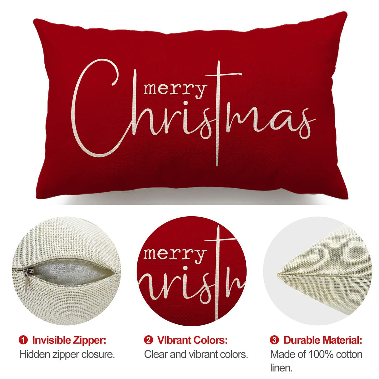 Christmas Throw Pillow Covers 12x20 Inch Set of 2 Merry Christmas Farmhouse Decorations Believe Holiday Decor Throw Cushion Case for Home Couch DFXSZ