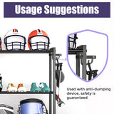 JIRTEMOT Sports Equipment Organizer, Heavy Duty Golf Bags Stand, Extra Large Ball Storage Rack for Garage, Sports Gear Storage with Basket and Hooks, Black JIRTEMOT