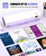 9 Inch Laminator Machine with Never Jam Technology, 40 Laminating Sheets, 4-in-1 A4 Thermal Laminator with Trimmer and Corner Rounder for Office, School, Business and Home Use - White Ibzdi
